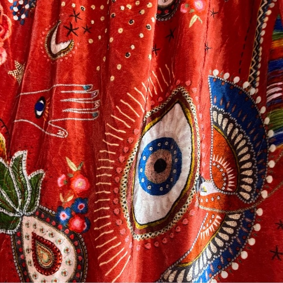 FARM Rio Mystic Red Velvet Midi Dress Size XS - Picture 4 of 14